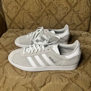 adidas Gazelle Gray and White Athletic Shoes